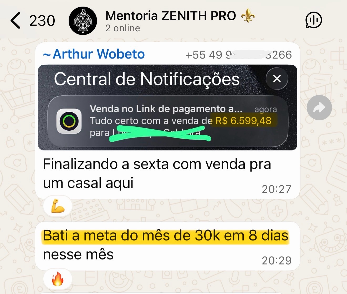 Venda de R$ 6.599 · meta de 30k em 8 dias